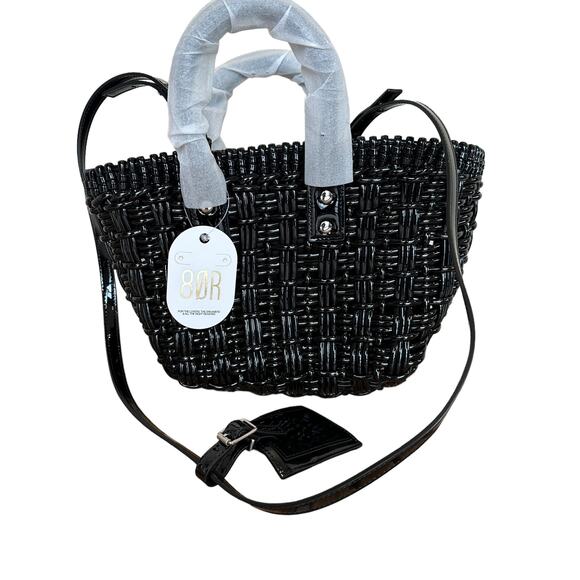 8 Other Reasons Black Woven Tote Bag Top Handle Shoulder Strap 8x7.25 x4.5 NEW - Picture 11 of 14